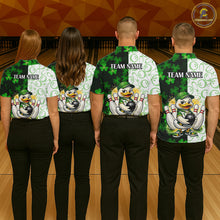 Load image into Gallery viewer, Custom Green Funny Duck Bowling Shirt for Women Lucky Clover St Patrick Day Bowling League QZT861