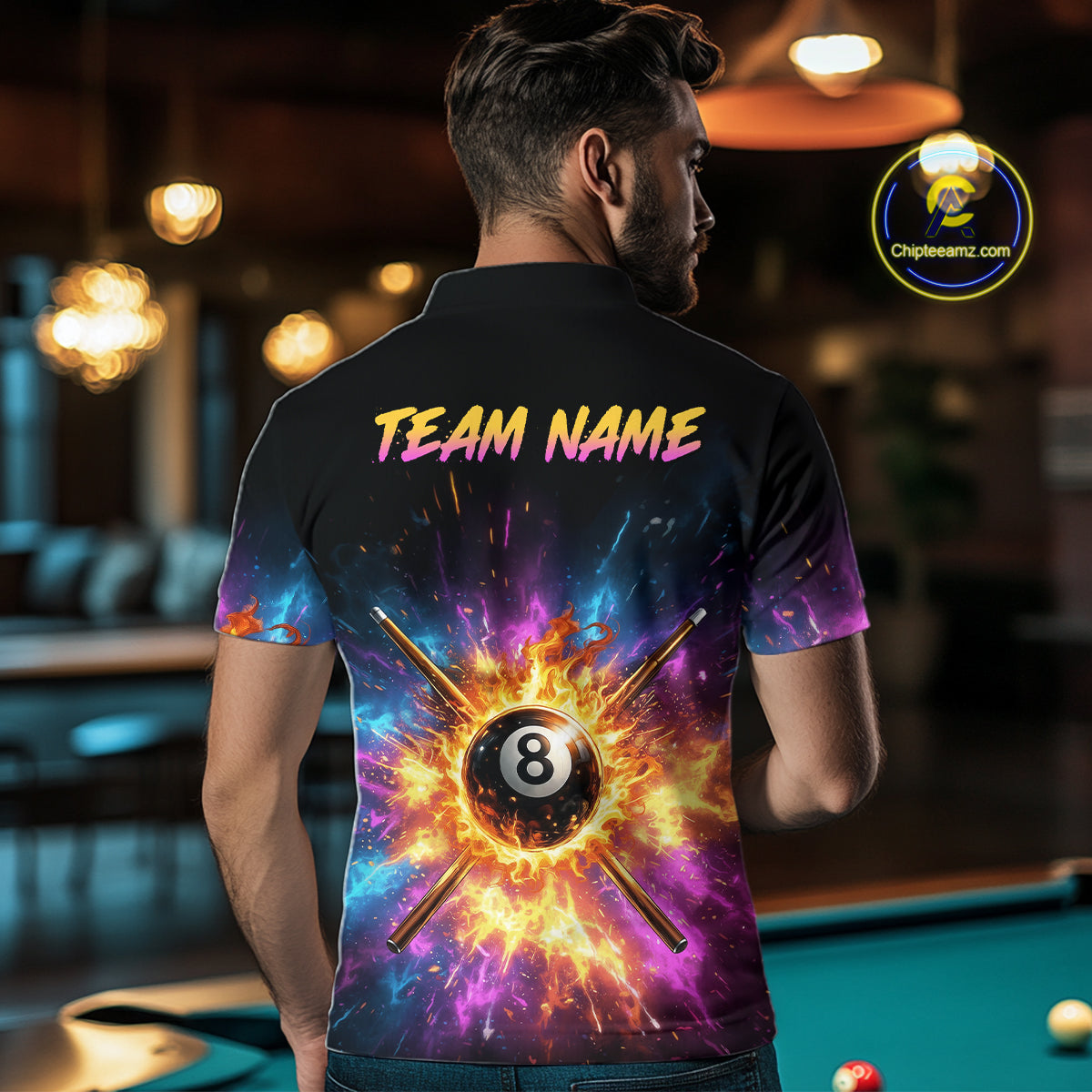 Custom Galaxy Billiard Shirt 8 Ball Billiard Jersey for Men Polo & Quarter-Zip BHT10