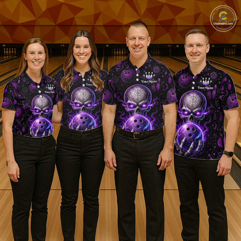 Custom Mystic Skull Bowling Shirt for Women Bowling League Jersey Polo & 1/4-Zip QZT1020