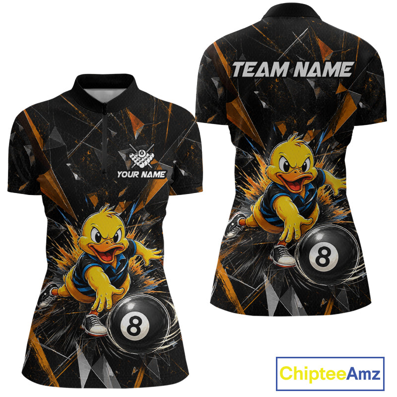 Custom Orange Funny Duck Billiards Shirt for Women 8 Ball Pool Team Jersey  Billiard Outfit BHT98