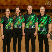 Load image into Gallery viewer, Custom Green Funny Frog Bowling Shirt for Women Bowling Jersey Polo &amp; 1/4 Zip Bowling Outfit QZT1026