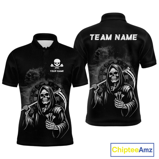 Personalized Grim Reaper Dart Shirt for Men Dart League Jersey Dartboard Shirt Polo & Quarter-Zip DHT1