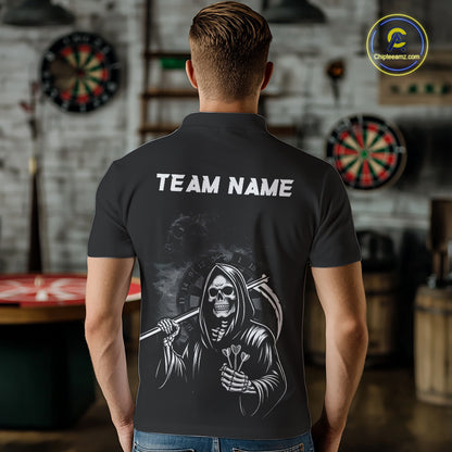 Personalized Grim Reaper Dart Shirt for Men Dart League Jersey Dartboard Shirt Polo & Quarter-Zip DHT1