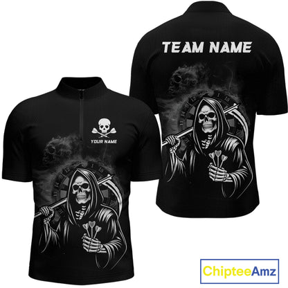 Personalized Grim Reaper Dart Shirt for Men Dart League Jersey Dartboard Shirt Polo & Quarter-Zip DHT1