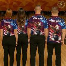 Load image into Gallery viewer, Custom American Flag Eagle Bowling Shirt for Men Patriotic Bowling Jersey Polo &amp; Quarter-Zip QZT1030