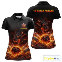 Load image into Gallery viewer, Custom Flame Dragon Bowling Shirt for Women Bowling Jersey Polo &amp; Quarter-Zip Bowling Outfit QZT996