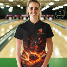 Load image into Gallery viewer, Custom Flame Dragon Bowling Shirt for Women Bowling Jersey Polo &amp; Quarter-Zip Bowling Outfit QZT996