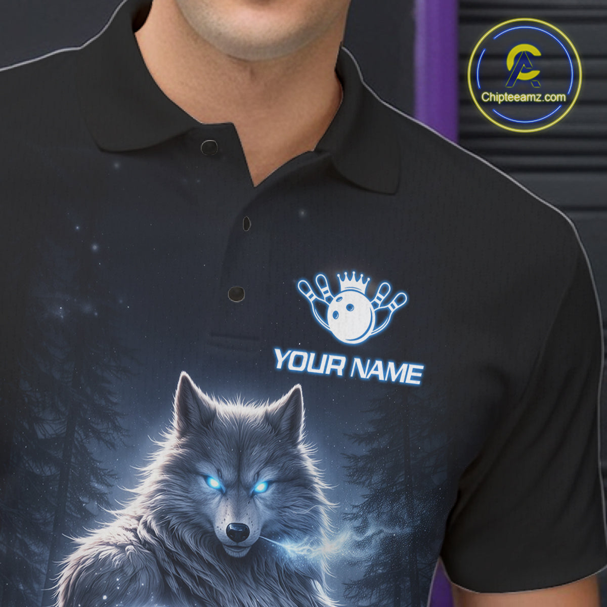 Custom Wolf Bowling Team Shirt for Men Bowling League Jersey Polo & Quarter-Zip Bowling Shirt QZT880