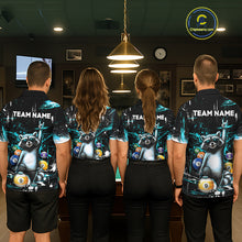Load image into Gallery viewer, Custom Turquoise Funny Raccoon Billiard Shirt for Women 8 Ball &amp; 9 Ball Pool Billiard Jersey Polo &amp; 1/4-Zip BHT44