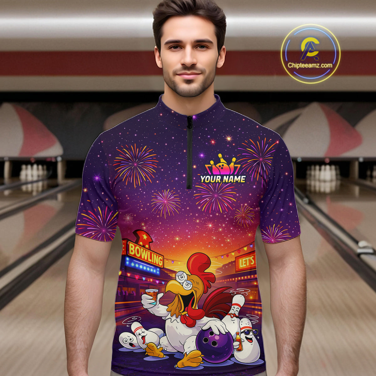 Custom Funny Kitchen Bowling Team Shirt for Men Bowling Jersey Polo & Quarter-Zip Bowling Outfit QZT885