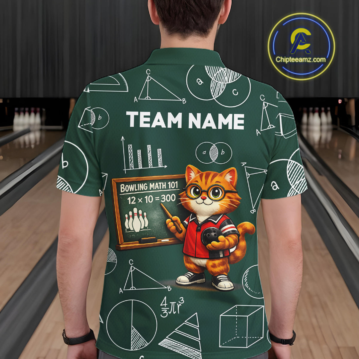 Funny Cat Bowling Math Shirt Personalized Polo & 1/4 Zip Shirt Bowling Team Jersey for Men QZT926