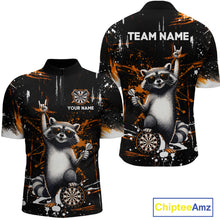 Load image into Gallery viewer, Custom Orange Funny Raccoon Dart Team Shirt for Men Dart Jersey Polo &amp; /4-Zip Dartboard Shirt Outfit DHT29
