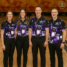 Load image into Gallery viewer, Custom Purple Funny Raccoon Bowling Shirt for Women Bowling Jersey Polo &amp; 1/4-Zip Bowling Outfit QZT892