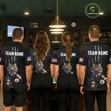 Load image into Gallery viewer, Custom American Flag Funny Cat Billiard Shirt for Women 8 Ball Pool Shirt Polo &amp; 1/4 Zip Billiard Jersey BHT20