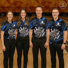 Load image into Gallery viewer, Personalized Blue Raccoon Bowling Shirt for Women Bowling Jersey League Polo &amp; 1/4-Zip Outfit QZT1014