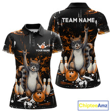 Load image into Gallery viewer, Custom Orange Funny Squirrel Bowling Shirt for Women Bowling Team League Polo &amp; Quarter-Zip QZT982