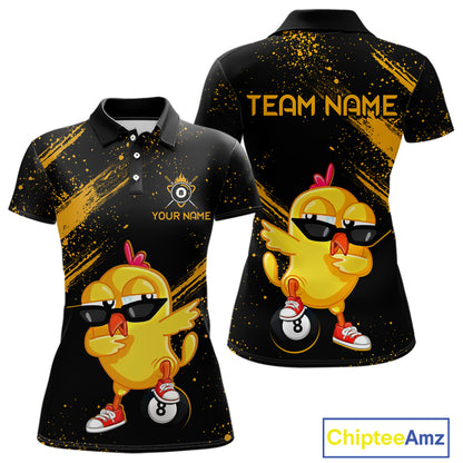 Customized Funny Chicken Billiard  8 Ball Pool Shirts for Women Billiard Jersey for Team Polo & 1/4 Zip BHT4