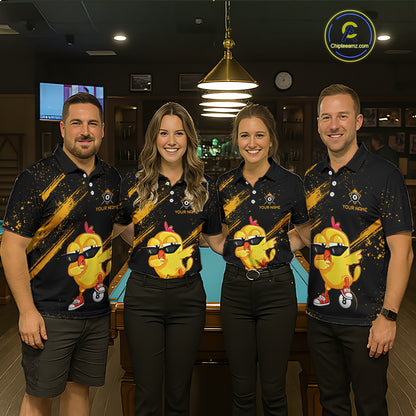 Customized Funny Chicken Billiard  8 Ball Pool Shirts for Women Billiard Jersey for Team Polo & 1/4 Zip BHT4