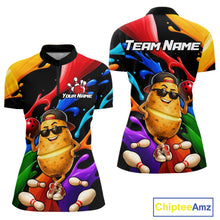 Load image into Gallery viewer, Colorful sports jersey with a cartoon potato character and customizable text on a white background.