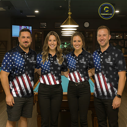 Custom American Flag Eagle Billiards Shirt for Men 8 Ball Pool Team Jersey Billiard Outfit BHT99
