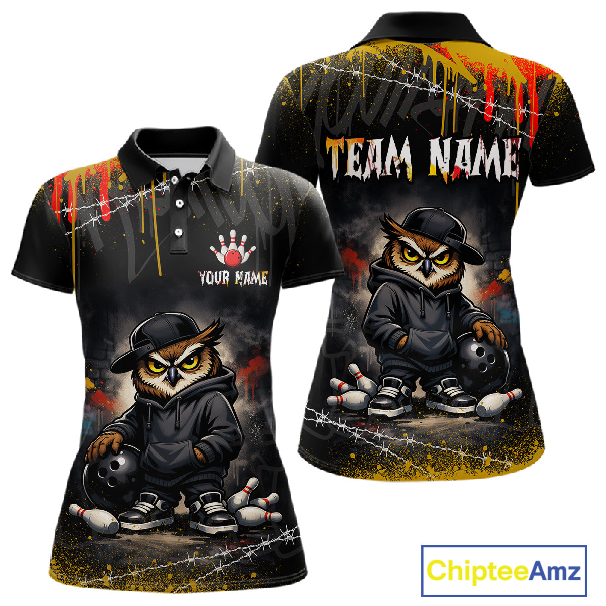 Personalized Owl Bowling Jersey Bowling Team Shirt Polo & 1/4-Zip Bowling Outfit for Women QZT865