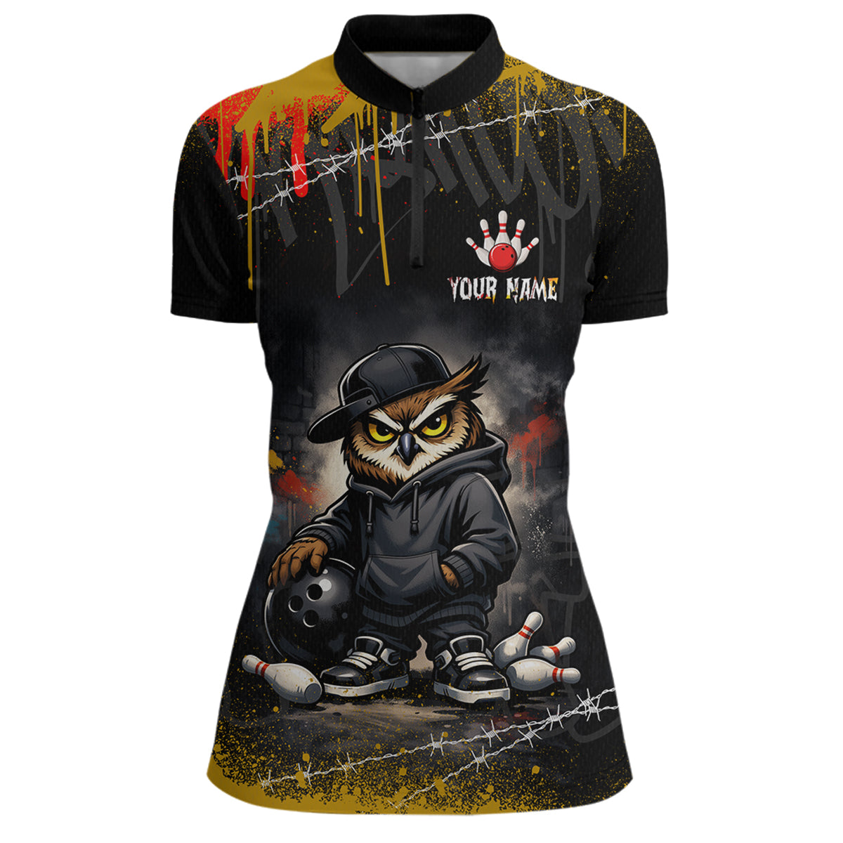 Personalized Owl Bowling Jersey Bowling Team Shirt Polo & 1/4-Zip Bowling Outfit for Women QZT865