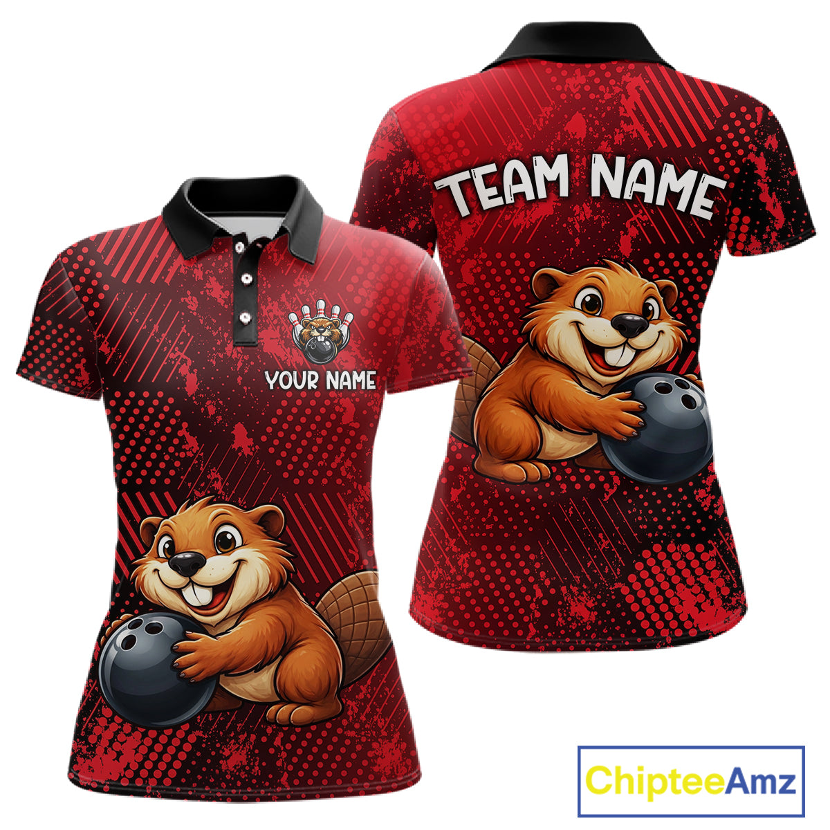 Funny Beaver Bowling Shirt for Women Custom Bowling Team Jersey Polo & Quarter-Zip Bowling Performance QZT985