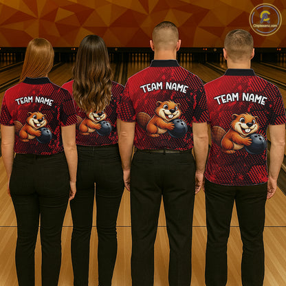 Funny Beaver Bowling Shirt for Women Custom Bowling Team Jersey Polo & Quarter-Zip Bowling Performance QZT985