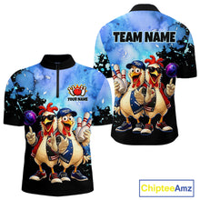 Load image into Gallery viewer, Two shirts with cartoon chickens and customizable text on a white background