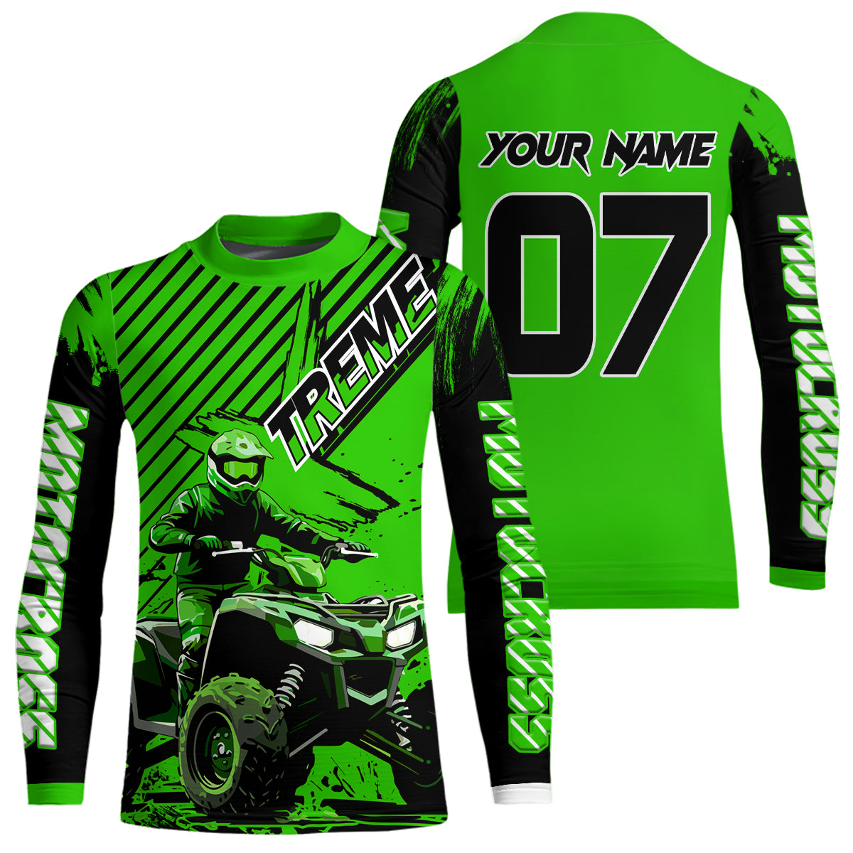 Green ATV Racing Jersey Upf30+ Custom Motocross Jersey Men Women Extreme Riding Shirt for Kids MHT200