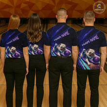 Load image into Gallery viewer, Funny Pug Dog Bowling Team Shirt for Women Custom Bowling Jersey Polo &amp; 1/4-Zip Bowling Unisex QZT908