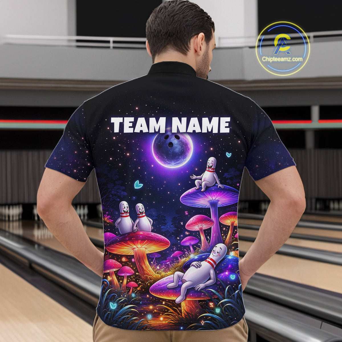Mystic Bowling Night Garden Custom Bowling Team Shirt for Men Bowling Jersey Polo & Quarter-Zip QZT990