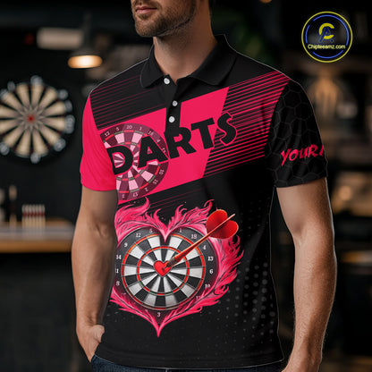Personalized Pink Dart Shirt for Couples Valentine Dart Jersey for Men Dartboard Shirt for Team DHT9
