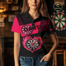 Load image into Gallery viewer, Personalized Pink Dart Shirt for Couples Valentine Dart Jersey for Women Dartboard Shirt for Team DHT9