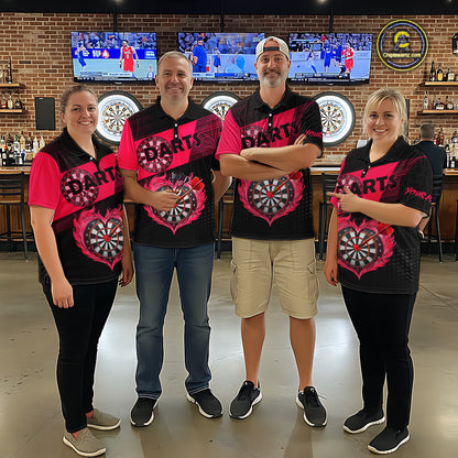 Personalized Pink Dart Shirt for Couples Valentine Dart Jersey for Men Dartboard Shirt for Team DHT9