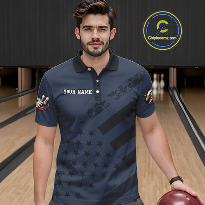 Custom American Flag Eagle Bowling Shirt for Men Polo & Quarter-Zip Bowling Team Jersey QZT953