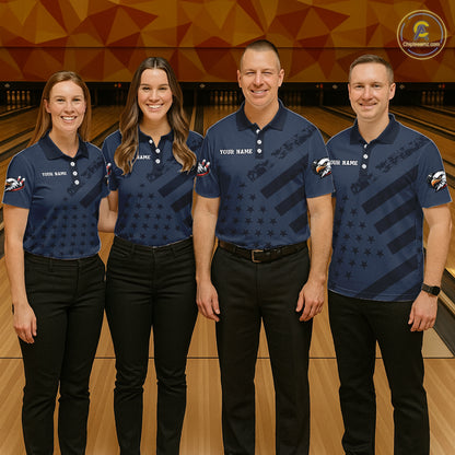 Custom American Flag Eagle Bowling Shirt for Women Polo & Quarter-Zip Bowling Team Jersey QZT953