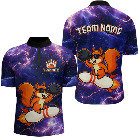 Custom Thunder Lightning Funny Squirrel Bowling Shirt Bowling Jersey for Men QZT777