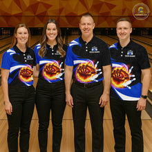 Load image into Gallery viewer, Personalized Blue Flame Demon Hand Bowling Shirt for Men Bowling Outfit Polo &amp; Quarter-Zip Bowling Jersey QZT867