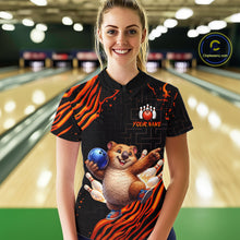 Load image into Gallery viewer, Orange Funny Wombat Bowling Shirt for Women Custom Bowling Jersey Polo &amp; Quarter-Zip Bowling Outfit  QZT923