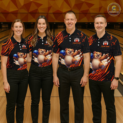 Orange Funny Wombat Bowling Shirt for Women Custom Bowling Jersey Polo & Quarter-Zip Bowling Outfit  QZT923