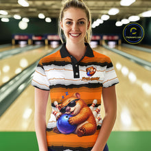 Load image into Gallery viewer, Custom Orange Wombat Bowling Shirt for Women Bowling League Jersey Polo &amp; 1/4-Zip Bowling Outfit QZT925