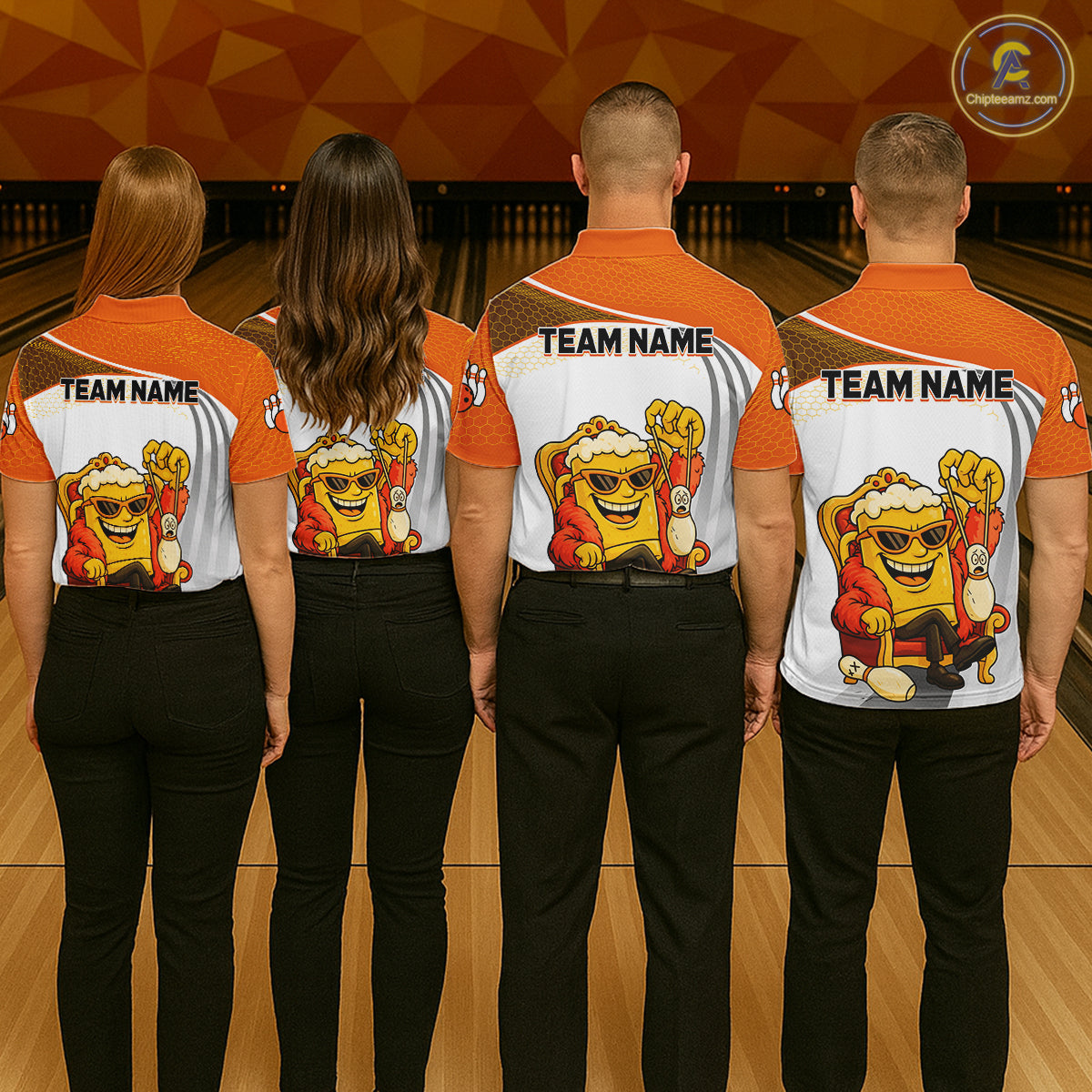 Custom Funny Orange Beer Polo Bowling Team Shirt for Men Quarter-Zip Bowling Jersey Outfit QZT820