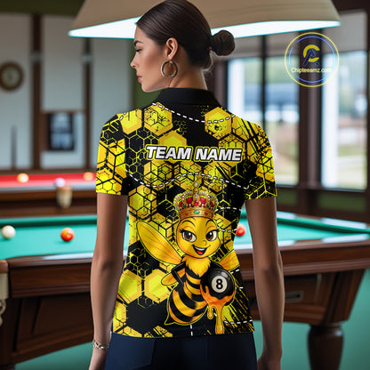 Funny Bee 8 Ball Billiard Shirts for Women Custom Billiard Team Jersey Polo & 1/4 Zip BHT29