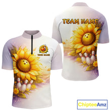 Load image into Gallery viewer, Custom Gradient Sunflower Bowling Shirt for Men Bowling Team Jersey Polo &amp; Quarter-Zip QZT963