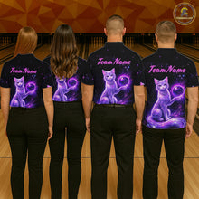 Load image into Gallery viewer, Cat Aurora Galaxy Bowling Shirt  for Women Custom Neon Glow Bowling Jersey Polo &amp; Quarter-Zip QZT968