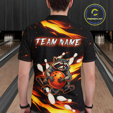 Load image into Gallery viewer, Custom Orange Funny Raccoon Bowling Shirt for Men Bowling Jersey Polo &amp; Quarter-Zip Bowling Outfit QZT969