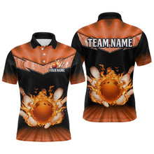 Load image into Gallery viewer, Orange Flame Bowling Team Shirt Customized Polo &amp; Quarter-Zip Bowling Team Jersey for Men QZT838