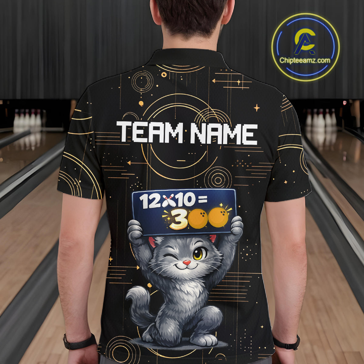 Custom Funny Cat Bowling Math Shirt Polo & 1/4-Zip Bowling League Jersey Bowling Outfit for Men QZT927