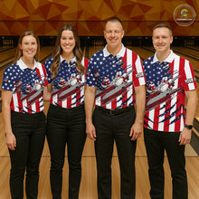 Load image into Gallery viewer, Custom American Flag Bowling Shirt Funny Blue Red White Bowling Jersey for Men Polo &amp; Quarter-Zip QZT929